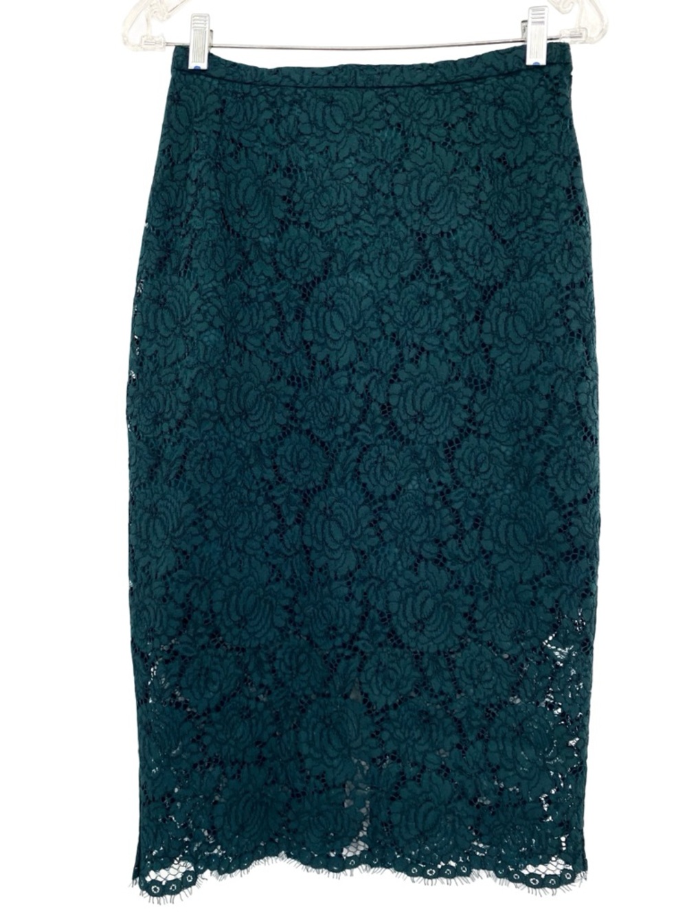 H&M Lace Pencil Skirt Dark Forest Green Size 8